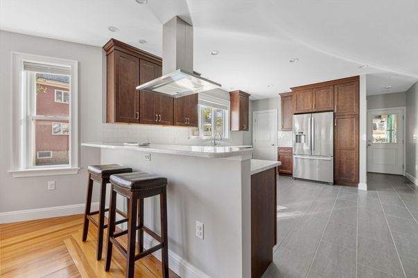 Interior, Kitchen, Recessed Lighting, Wood Texture Flooring