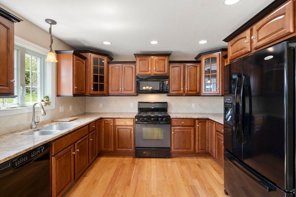 Interior, Kitchen, Pendant Lights, Recessed Lighting, Wood Texture Flooring