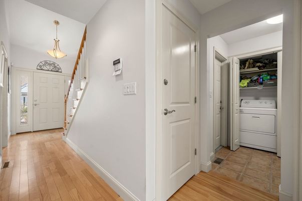 Interior, Pendant Lights, Utility Closets, Washer, Wood Texture Flooring