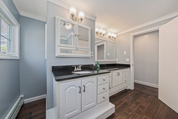 Bathroom, Dual Sink Vanities, Interior, Wood Texture Flooring