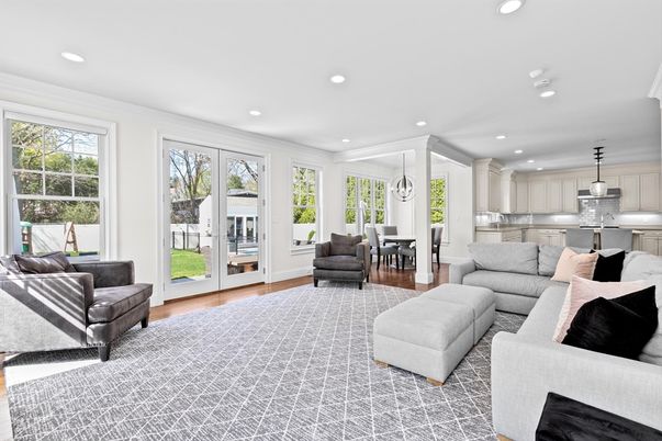 Dining room, Interior, Kitchen, Living room, Pendant Lights, Recessed Lighting, Stainless Steel Appliances, Wood Texture Flooring