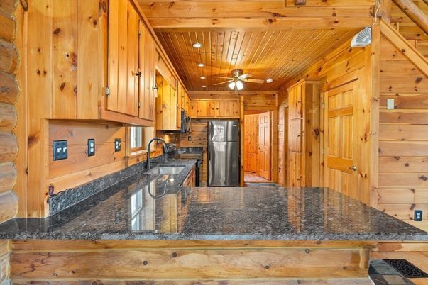 Interior, Kitchen, Recessed Lighting, Wooden Ceilings, Wooden Walls