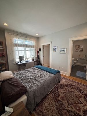 Bedroom, Home Office, Interior, Recessed Lighting, Wood Texture Flooring