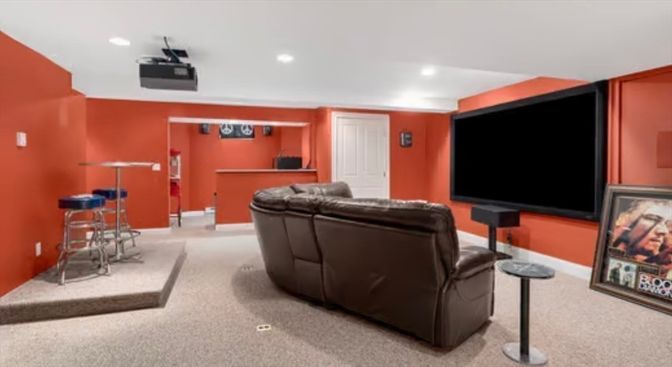 Home Theatre Room, Interior, Projection Screen, Recessed Lighting, Theatre Room