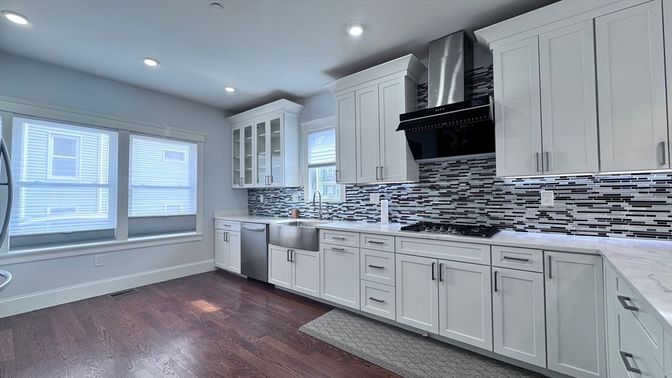 Interior, Kitchen, Recessed Lighting, Wood Texture Flooring