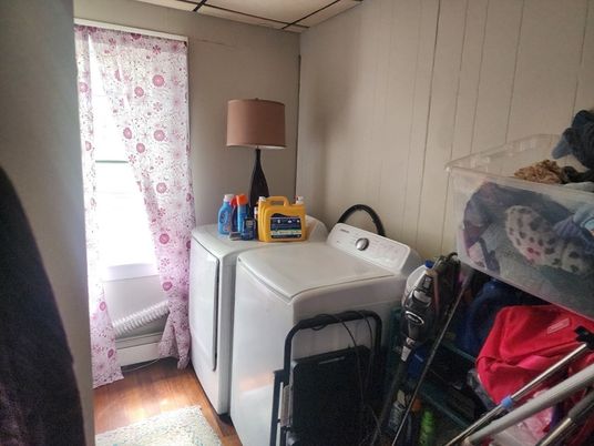 Interior, Washer, Wood Texture Flooring