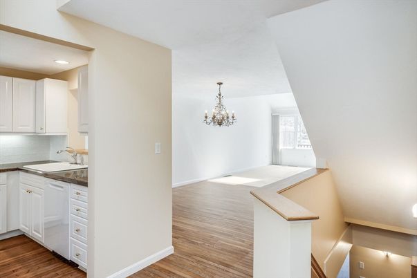 Chandelier, Interior, Kitchen, Recessed Lighting, Wood Texture Flooring