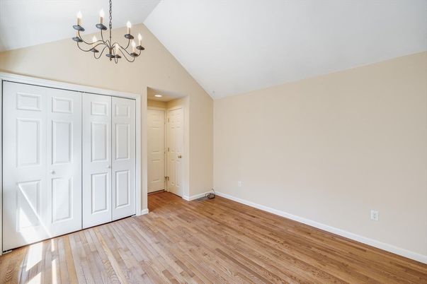 Chandelier, Empty room, Interior, Recessed Lighting, Wood Texture Flooring