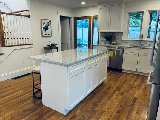 Interior, Kitchen, Recessed Lighting, Wood Texture Flooring