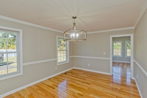 Empty room, Interior, Pendant Lights, Wood Texture Flooring