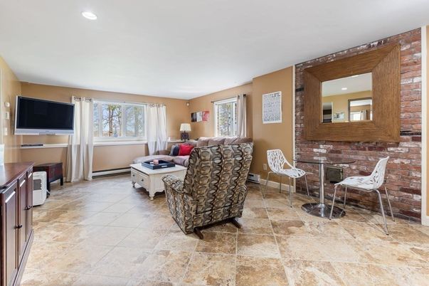 Interior, Living room, Recessed Lighting, Stone Walls