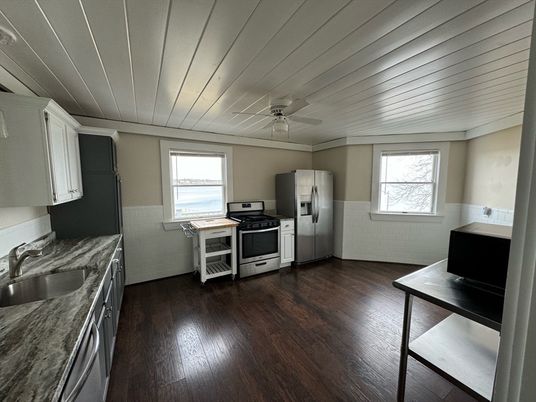 Interior, Kitchen, Stainless Steel Appliances, Wood Texture Flooring