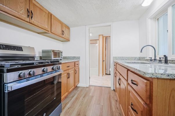 Interior, Kitchen, Stainless Steel Appliances, Wood Texture Flooring