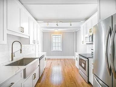 Interior, Kitchen, Stainless Steel Appliances, Wood Texture Flooring