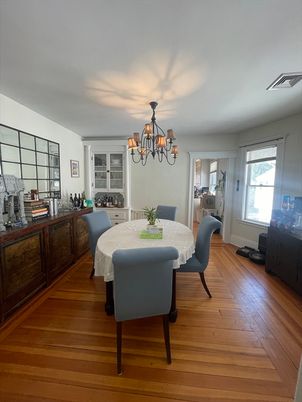 Chandelier, Dining room, Interior, Wood Texture Flooring