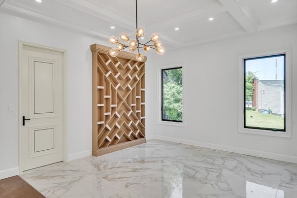 Empty room, Interior, Marble, Pendant Lights, Recessed Lighting