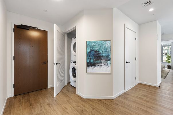 Interior, Recessed Lighting, Utility Closets, Washer, Wood Texture Flooring