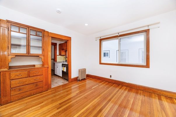 Empty room, Interior, Kitchen, Recessed Lighting, Wood Texture Flooring
