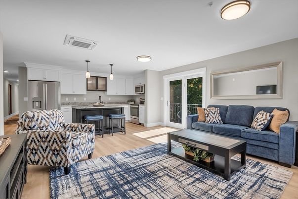 Interior, Kitchen, Living room, Pendant Lights, Stainless Steel Appliances, Wood Texture Flooring