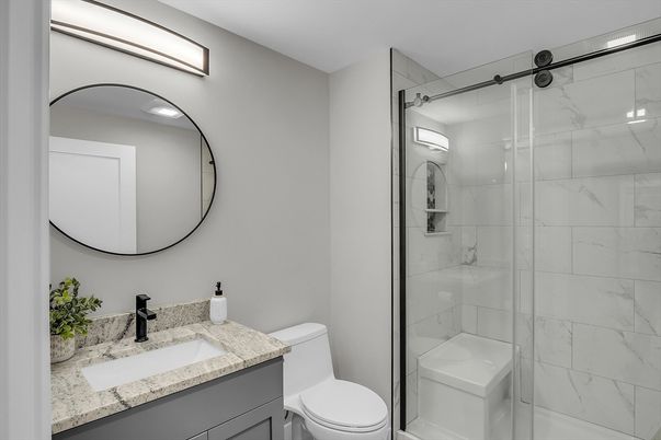 Bathroom, Glass Shower, Interior, Marble Walls