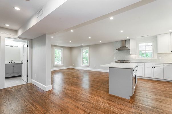 Interior, Kitchen, Recessed Lighting, Wood Texture Flooring