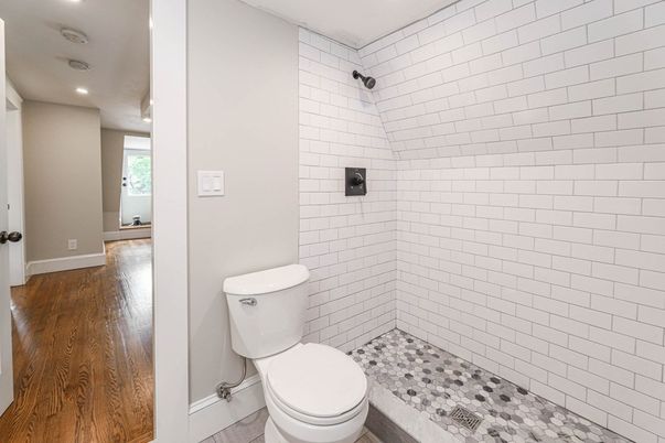 Bathroom, Interior, Recessed Lighting, Wood Texture Flooring