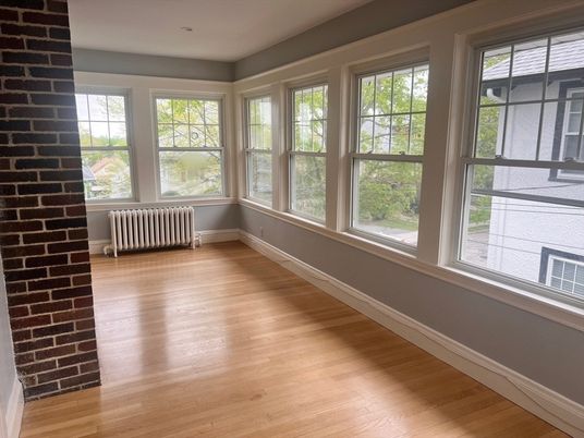 Empty room, Interior, Stone Walls, Wood Texture Flooring