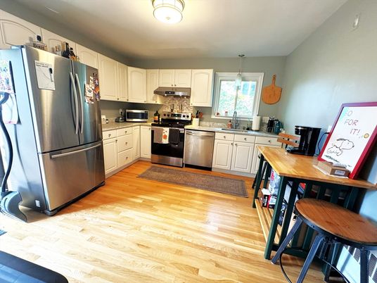 Interior, Kitchen, Stainless Steel Appliances, Wood Texture Flooring