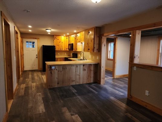Interior, Kitchen, Recessed Lighting, Wood Texture Flooring