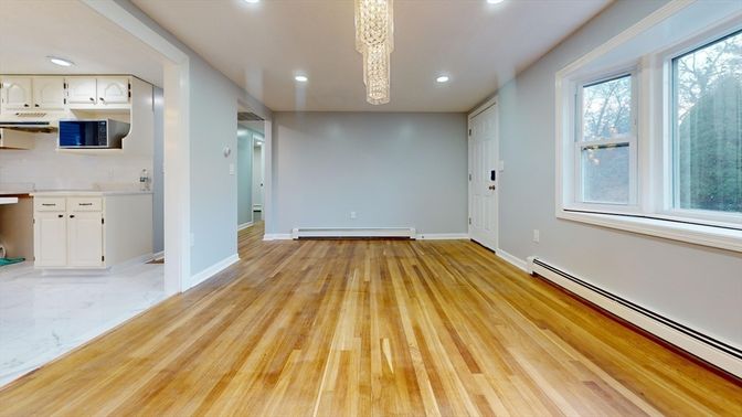 Chandelier, Interior, Kitchen, Pendant Lights, Recessed Lighting, Wood Texture Flooring