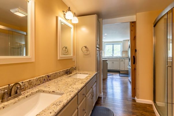 Bathroom, Dual Sink Vanities, Interior, Wood Texture Flooring