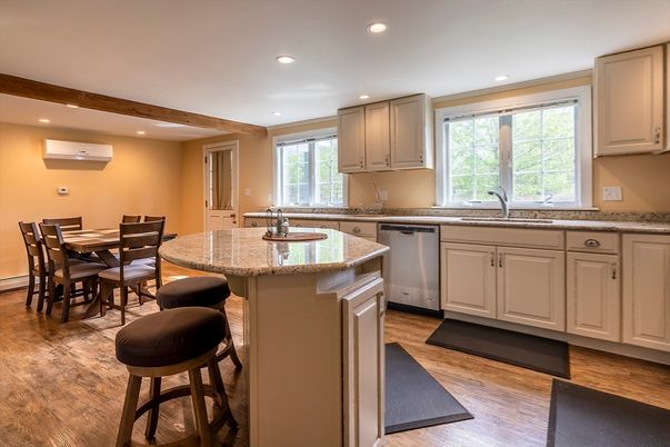 Dining room, Interior, Kitchen, Recessed Lighting, Stainless Steel Appliances, Wood Texture Flooring