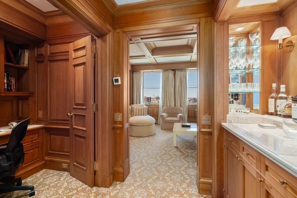 Home Office, Interior, Recessed Lighting, Wooden Walls