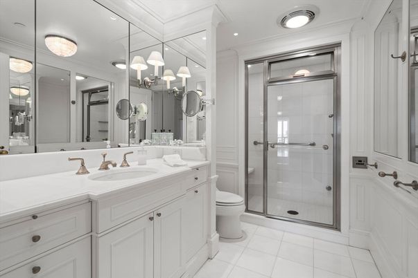 Bathroom, Dual Sink Vanities, Glass Shower, Interior, Recessed Lighting
