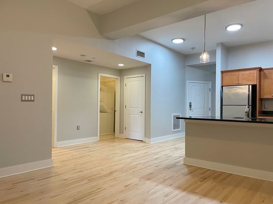 Interior, Kitchen, Pendant Lights, Recessed Lighting, Wood Texture Flooring