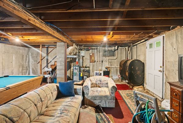 Billiard Table, Fitness Equipment, Game Room, Interior, Living room, Wooden Beams