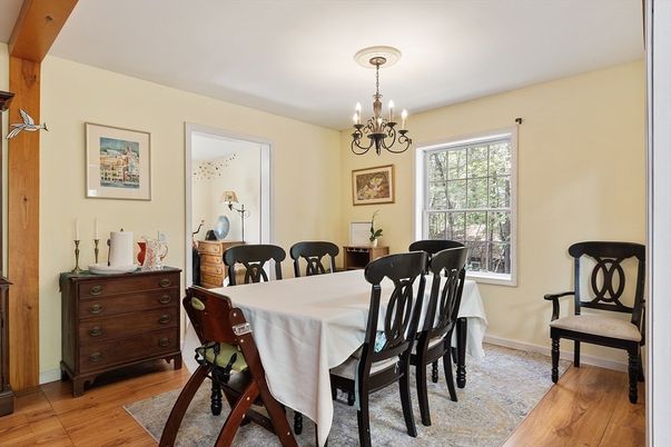 Chandelier, Dining room, Interior, Wood Texture Flooring