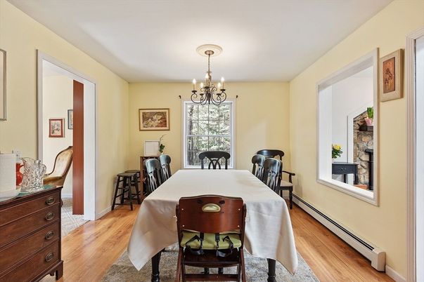 Chandelier, Dining room, Interior, Wood Texture Flooring