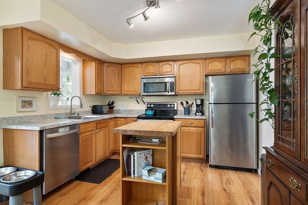 Interior, Kitchen, Stainless Steel Appliances, Wood Texture Flooring