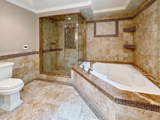Bathroom, Glass Shower, Interior, Recessed Lighting