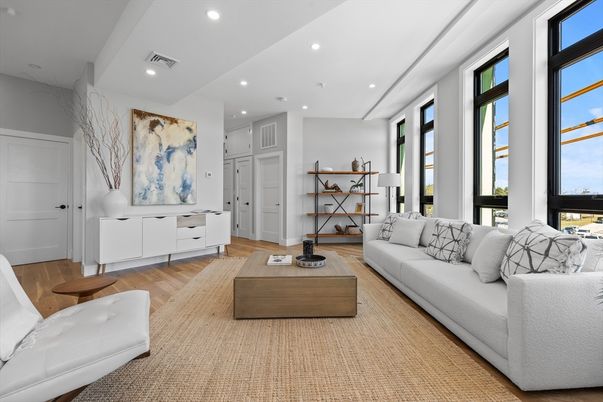 Interior, Living room, Recessed Lighting, Wood Texture Flooring