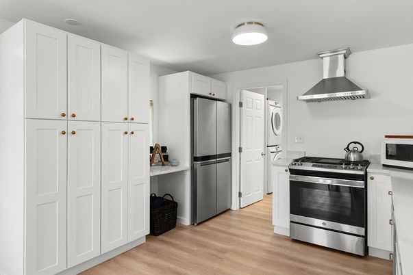 Interior, Kitchen, Stainless Steel Appliances, Wood Texture Flooring
