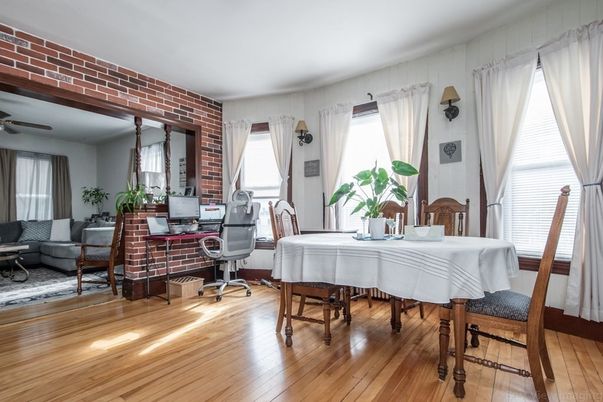 Home Office, Interior, Stone Walls, Wood Texture Flooring
