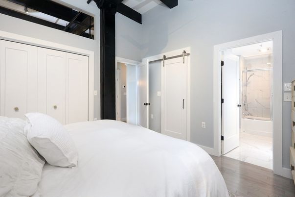 Bathroom, Bedroom, Glass Shower, Interior, Marble, Marble Walls, Wood Texture Flooring