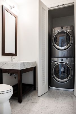 Bathroom, Interior, Marble, Utility Closets, Washer