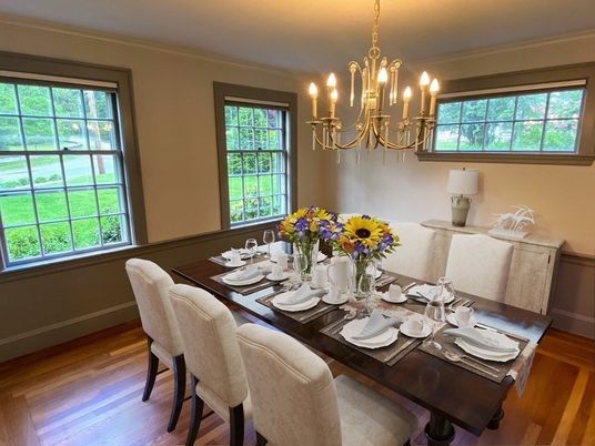 Chandelier, Dining room, Interior, Wood Texture Flooring