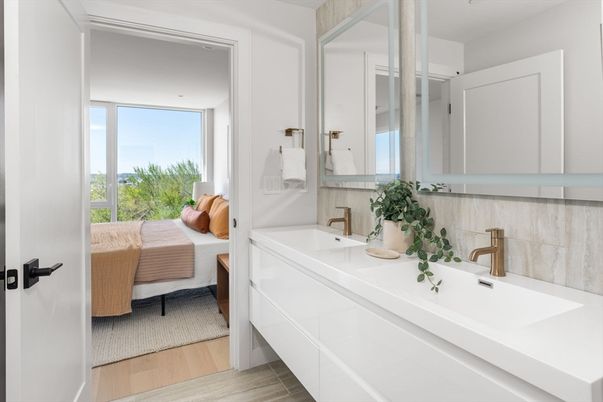 Bathroom, Bedroom, Dual Sink Vanities, Interior, Wood Texture Flooring