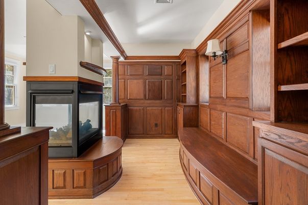Fireplace, Interior, Wood Texture Flooring