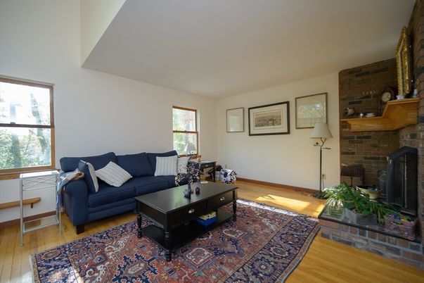Interior, Living room, Stone Walls, Wood Texture Flooring