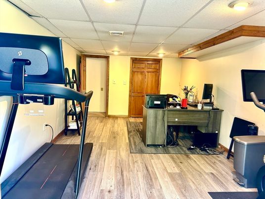 Fitness Equipment, Interior, Recessed Lighting, Wood Texture Flooring